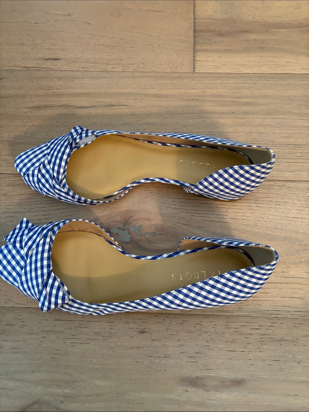 Talbots Blue and White Gingham Pointed D'Orsay Flats - Picture 4 of 5